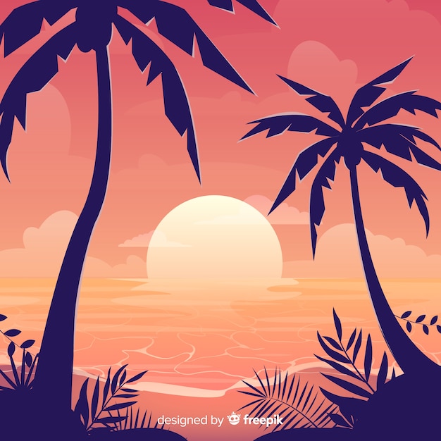 Free Vector gradient beach sunset landscape