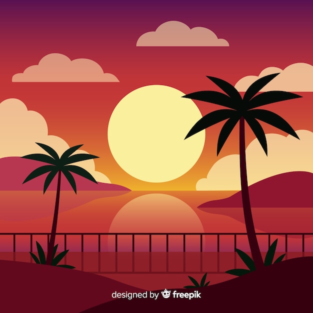 Gradient beach sunset landscape