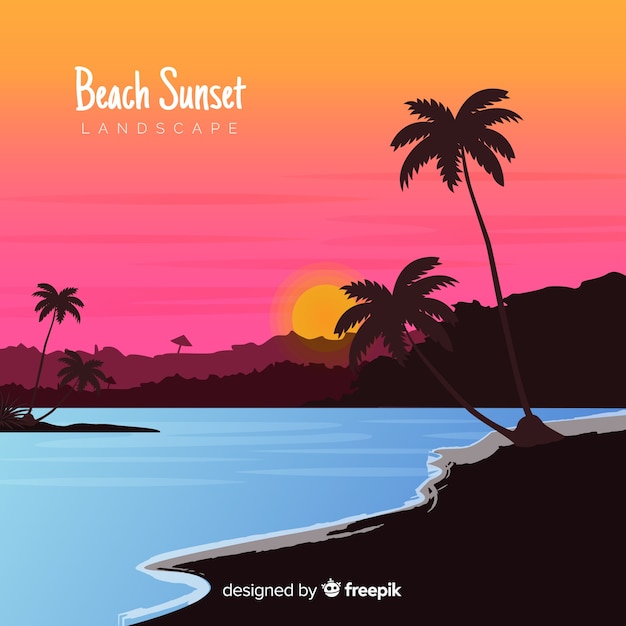 Gradient beach sunset landscape