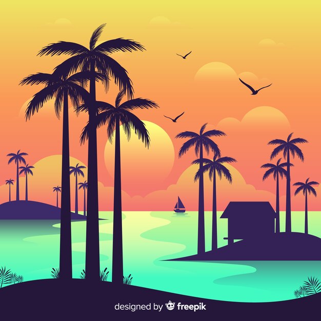 Gradient beach sunset landscape