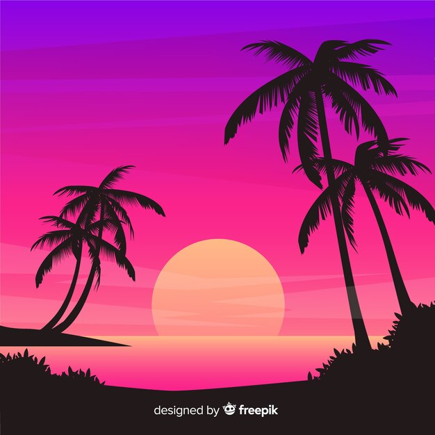 Gradient beach sunset landscape