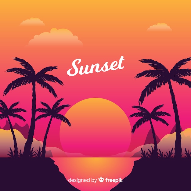 Gradient beach sunset landscape