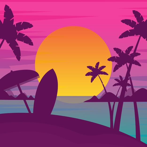 Gradient beach sunset landscape