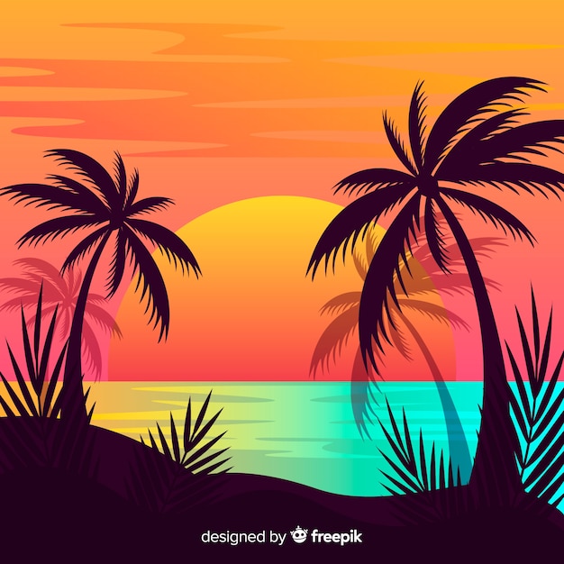 Gradient beach sunset landscape