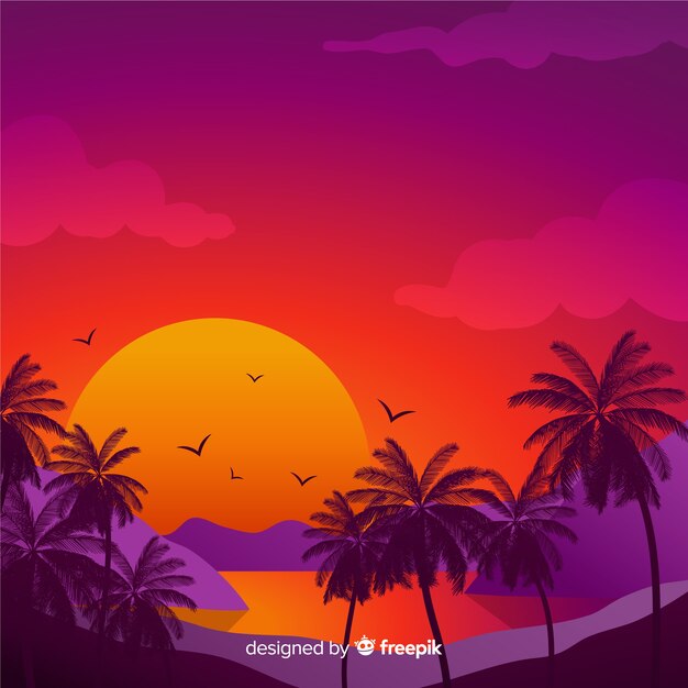 Gradient beach sunset landscape