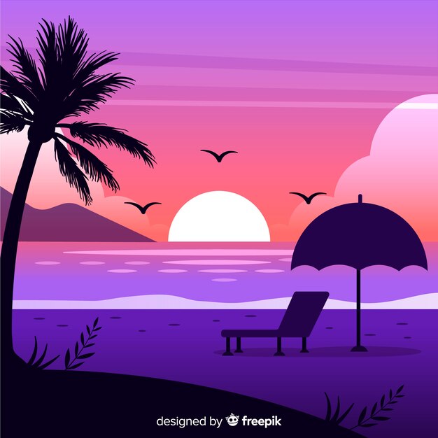 Gradient beach sunset landscape