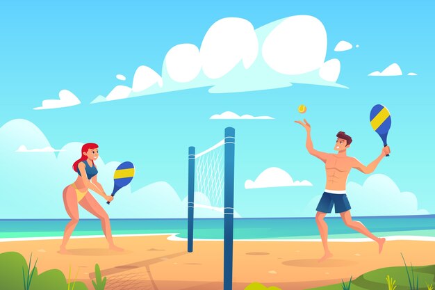 Gradient beach tennis illustration