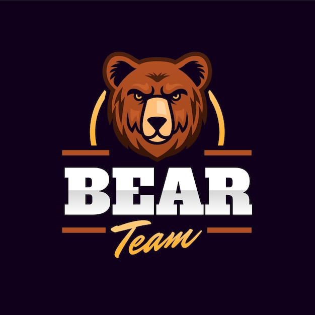 Free vector gradient  bear logo template