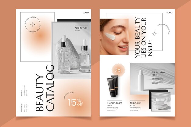 Gradient beauty product catalog with photo