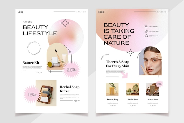 Gradient beauty product catalog with photo