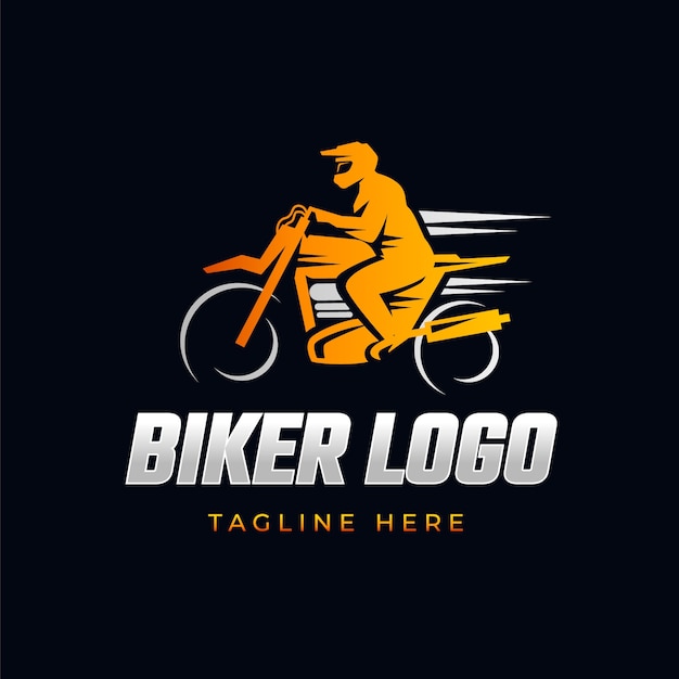 Free vector gradient biker  logo design