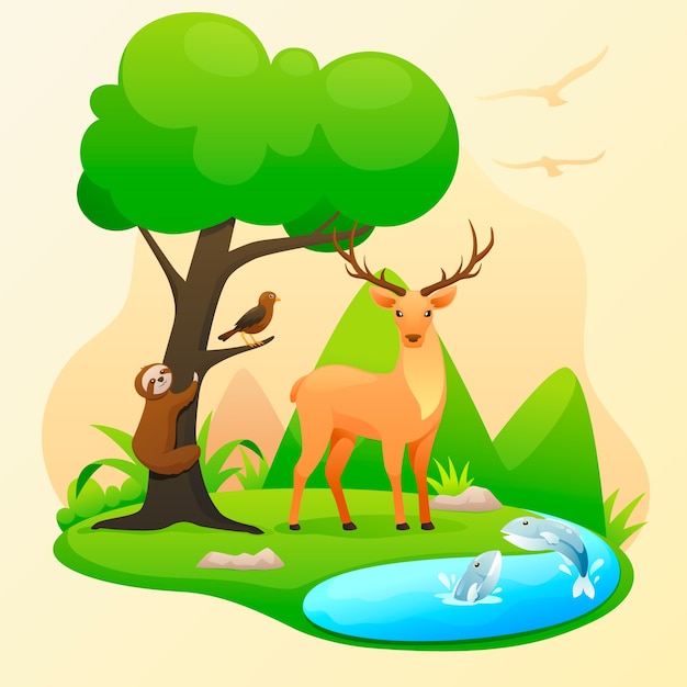 Free vector gradient  biodiversity illustration