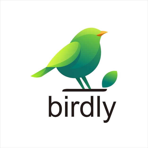 Gradient bird leaf logo design illustration