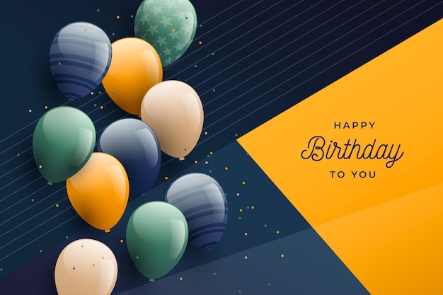 Gradient birthday background with balloons