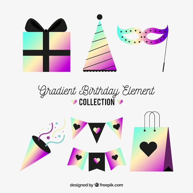 Gradient birthday element collection