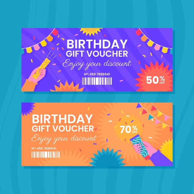 Gradient birthday gift voucher design