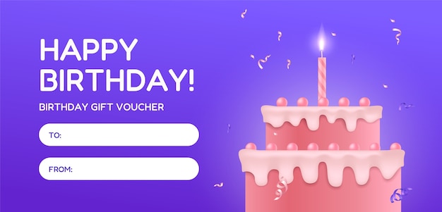 Gradient birthday gift voucher design