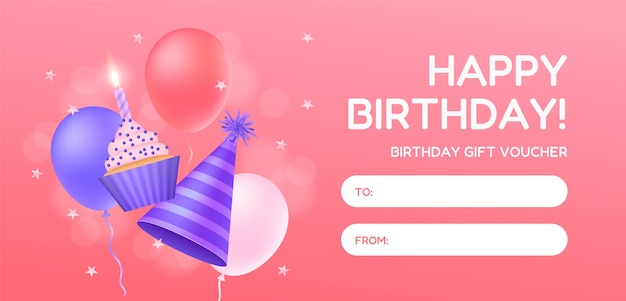 Gradient birthday gift voucher design