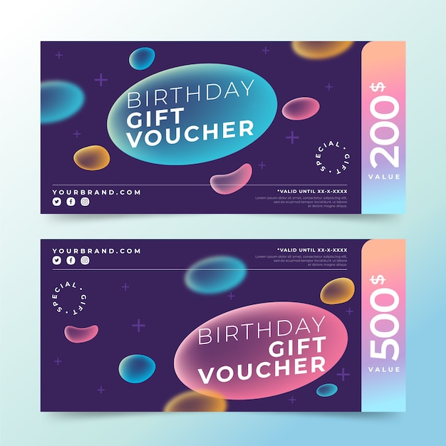 Gradient birthday gift voucher template