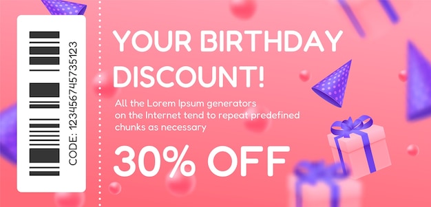 Gradient birthday sale coupon design