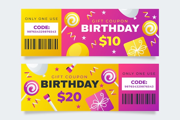 Gradient birthday sale coupon template