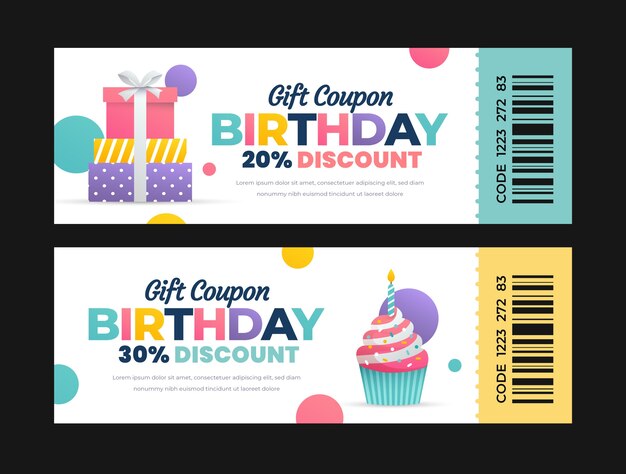 Gradient  birthday sale coupon template