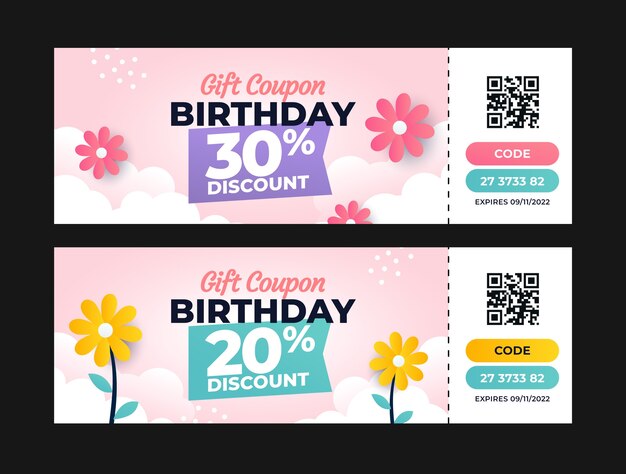 Gradient  birthday sale coupon template