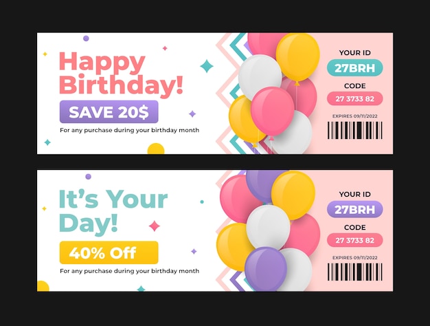 Gradient  birthday sale coupon template