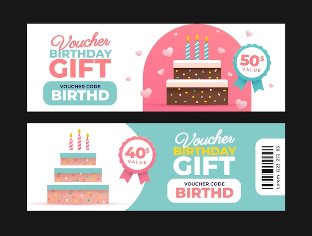 Gradient  birthday sale coupon template