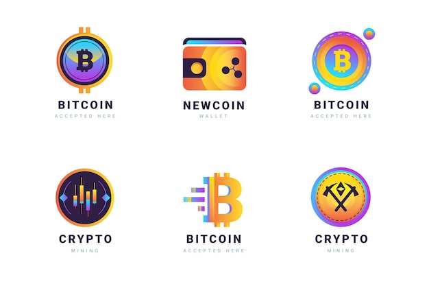 Gradient bitcoin logos pack