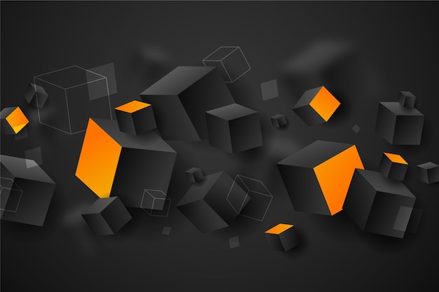 Free vector gradient black background with cubes