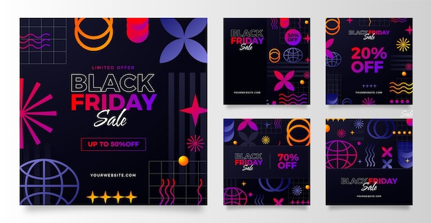 Free Vector gradient black friday instagram posts collection