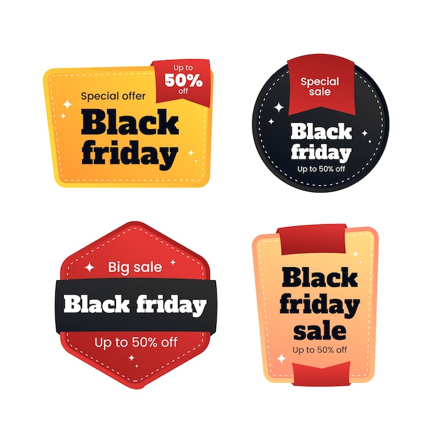 Gradient black friday labels collection