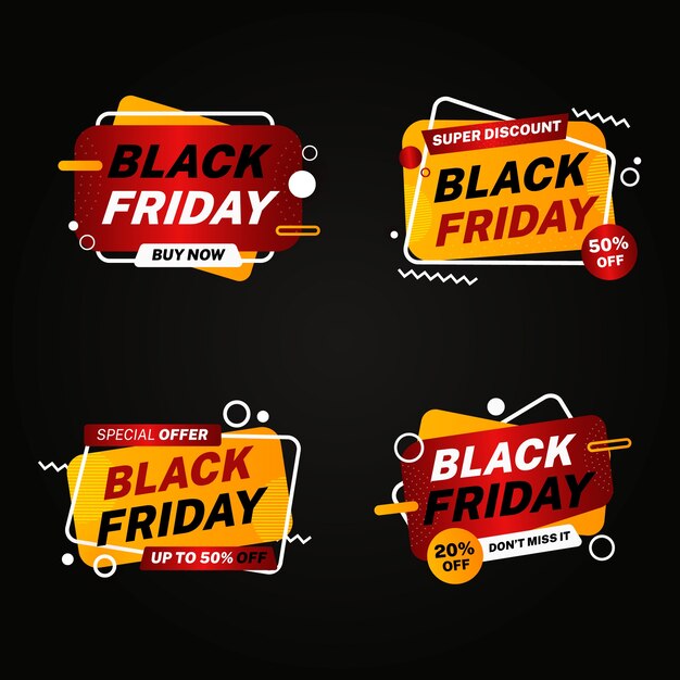 Gradient black friday labels collection