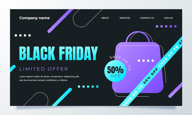 Free Vector gradient black friday landing page template