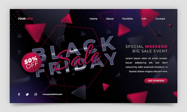 Gradient black friday landing page template