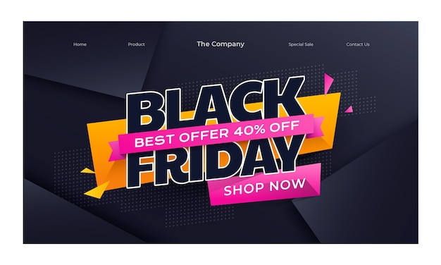 Free Vector gradient black friday landing page template