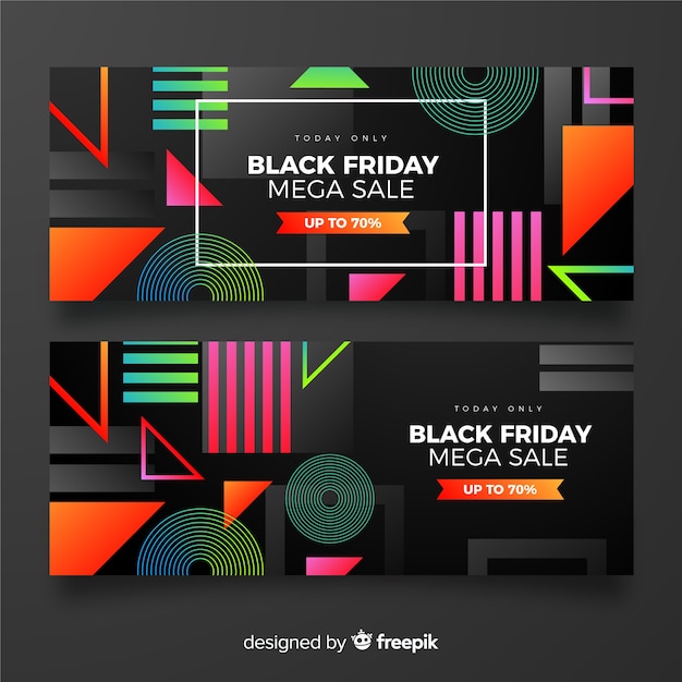 Gradient black friday pack of banners