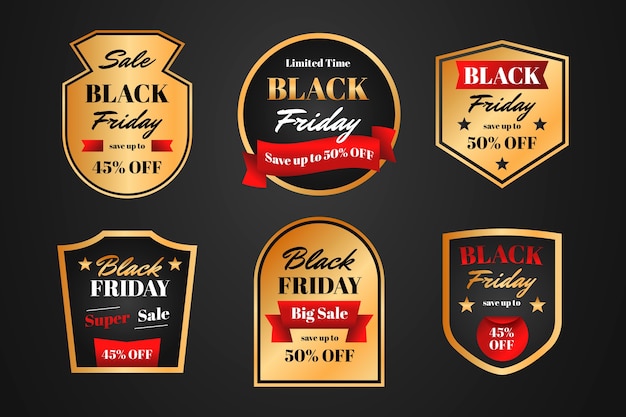 Gradient black friday sale labels collection