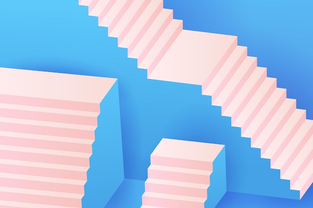 Free Vector gradient blue 3d stairs background