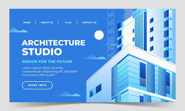 Gradient blue architect landing page template