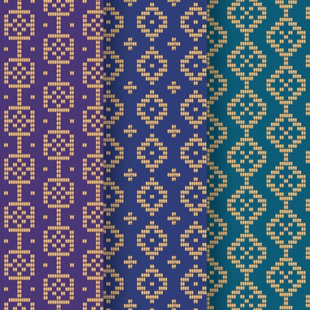 Gradient blue songket pattern collection