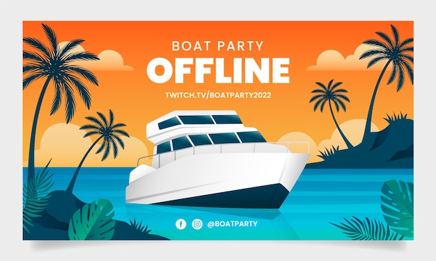 Gradient boat party with palm trees twitch background