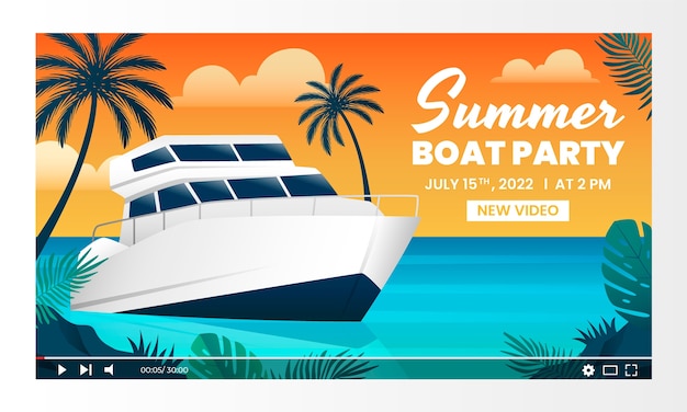 Gradient boat party with palm trees youtube thumbnail