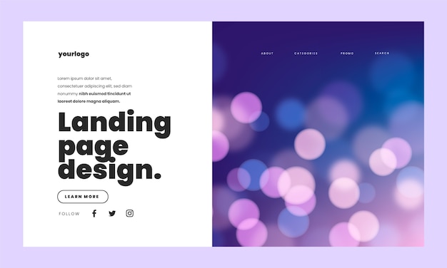 Free Vector gradient bokeh landing page design