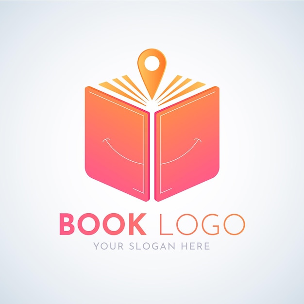 Free vector gradient book logo template with slogan