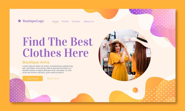 Gradient boutique landing page template