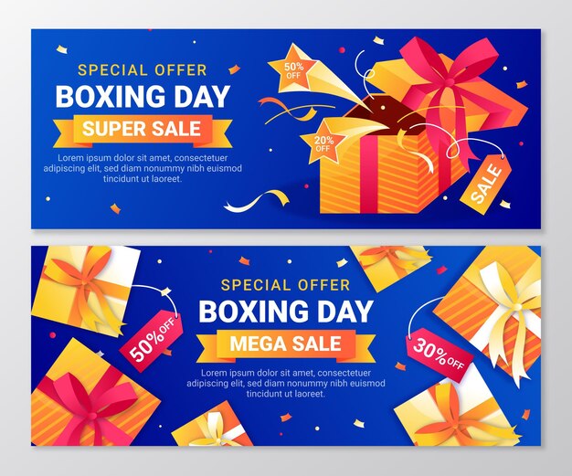 Gradient boxing day sale banners set