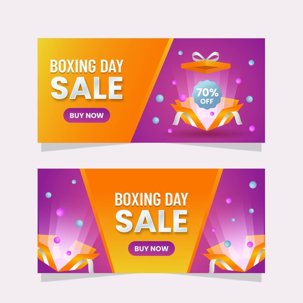 Gradient boxing day sale horizontal banners set