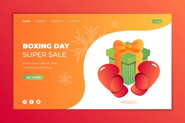 Gradient boxing day sale landing page template